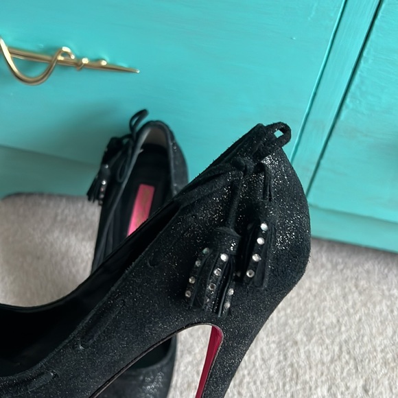 Retro Betsy black with silver sparkle, high-heeled, open toe shoes - Picture 6 of 7